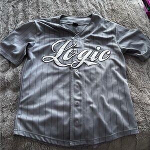 Logic the incredible true story Gray Pinstripe Baseball Jersey 301 size medium